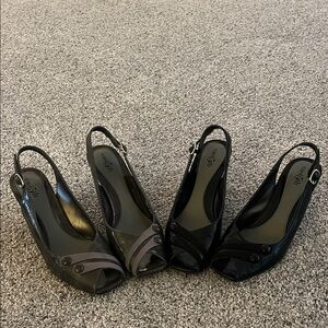 East 5th Black and Gray Wedge Slingbacks